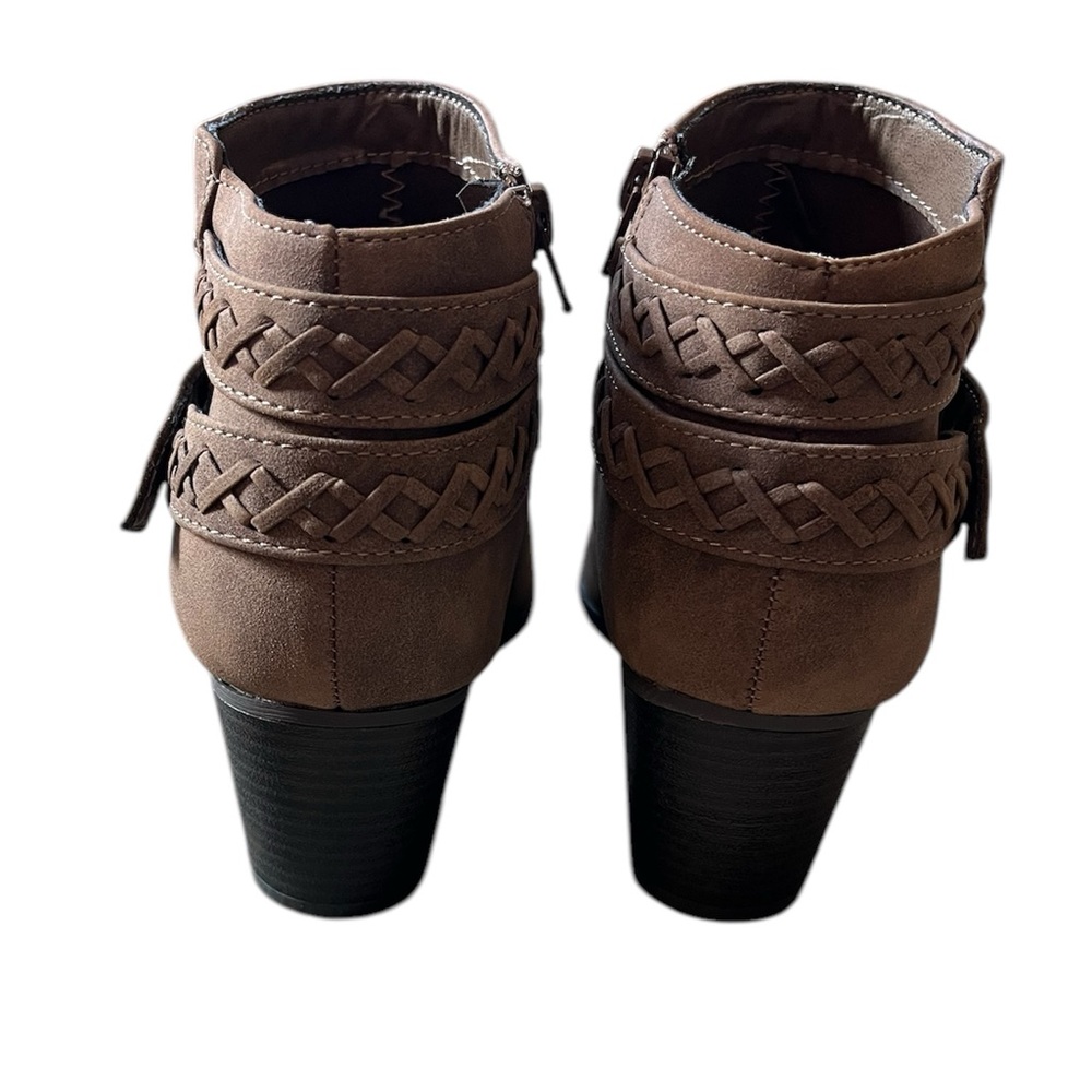 Women's Brown Braided Ankle Booties bohemian, fairycore, western, cozycore - Picture 4 of 6